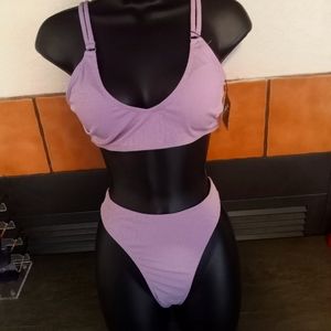 Lavender bikini set high rise bottom